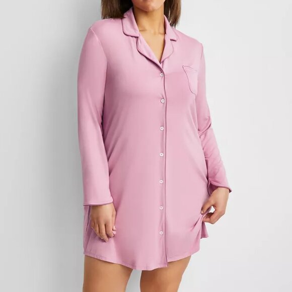 Macy's State of Day Women's Notch Collar Sleepshirt Mauve Orchid NWT XXL - Picture 2 of 7